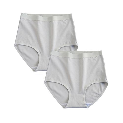 FallSweet 2 Pcs / Lot ! Cotton Underwear Women High Waist Panties Comfortable Solid Color Underpants Plus Size M_XXXL(#graygray)