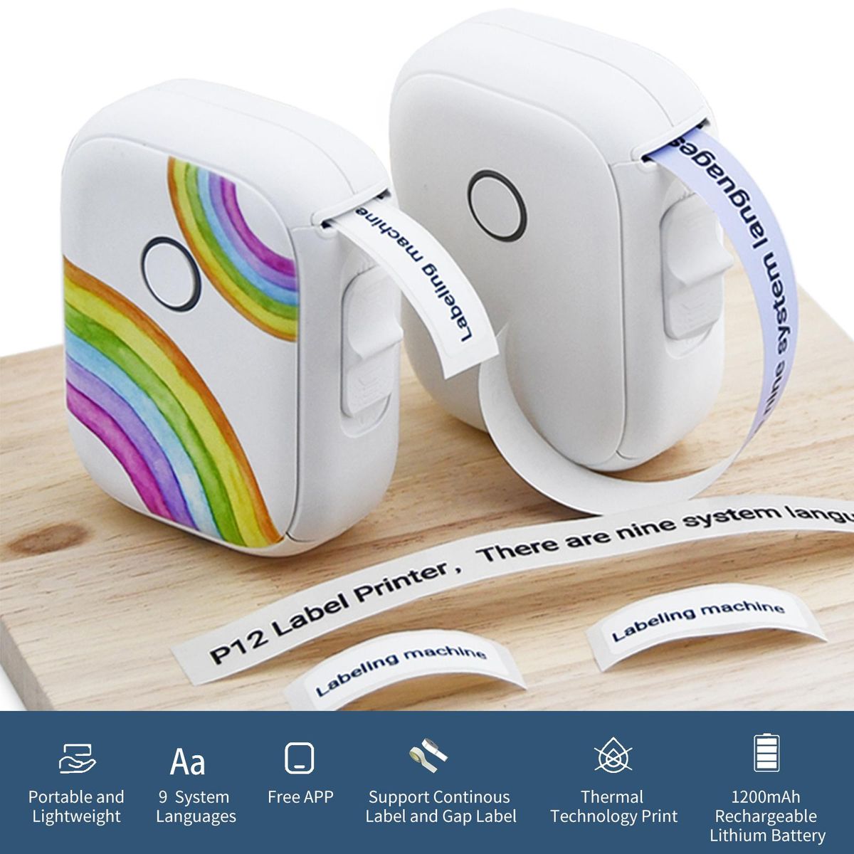 Mini Label Maker Machine Pocket Labeler Sticker Thermal Printer for Organizing Adhesive Tag DIY Date Journal Study Sticker Labeling Machine Wireless BT Connect Compatible with iOS Android for Retail Store Home Kitchen & Offic