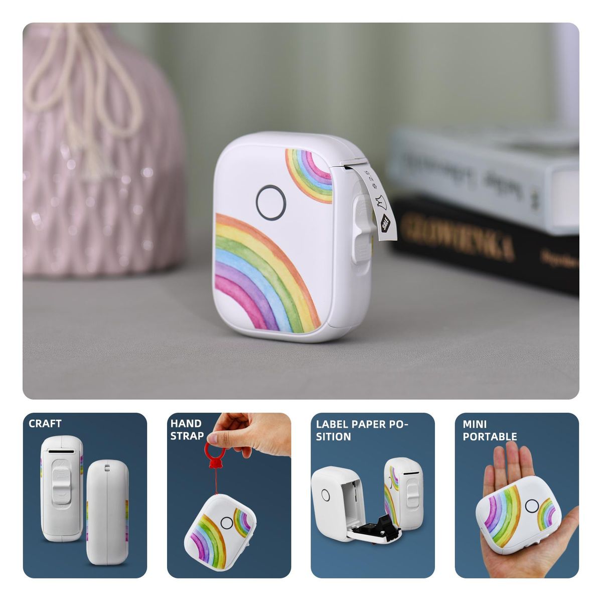 Mini Label Maker Machine Pocket Labeler Sticker Thermal Printer for Organizing Adhesive Tag DIY Date Journal Study Sticker Labeling Machine Wireless BT Connect Compatible with iOS Android for Retail Store Home Kitchen & Offic