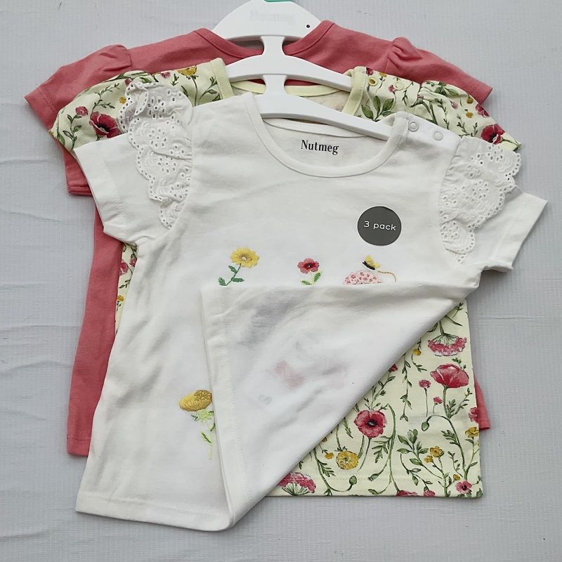 3 Pack Baby Girl Floral Tees