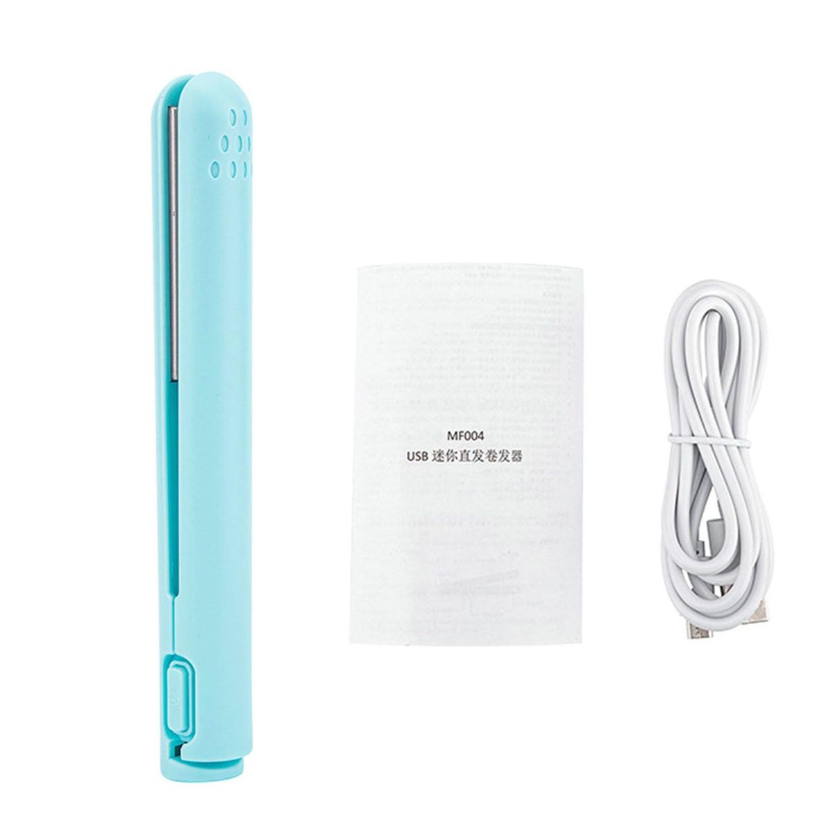 Cordless Hair Straightener Usb Rechargeable Mini Curling Iron for Safe Blue