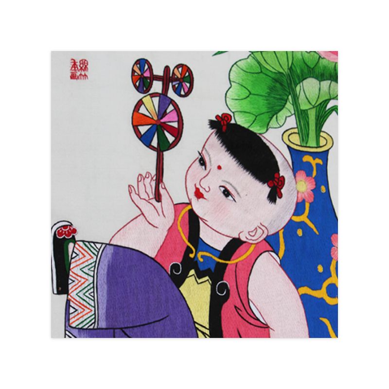Chinese Style Shu Embroidery Product-Jinzhu New Year Pictures, Chinese Classical Art Style, Exquisite Embroidery Craftsmanship, Meticulous Embroidery, Lively Stitches, Beautiful Patterns