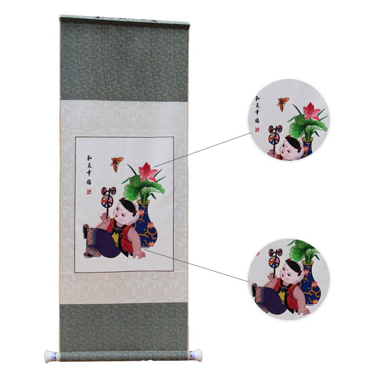 Chinese Style Shu Embroidery Product-Jinzhu New Year Pictures, Chinese Classical Art Style, Exquisite Embroidery Craftsmanship, Meticulous Embroidery, Lively Stitches, Beautiful Patterns