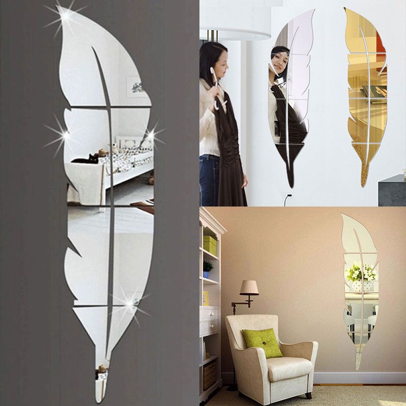 Decorative Mirrors 1 X HOT 3D Feather Mirror