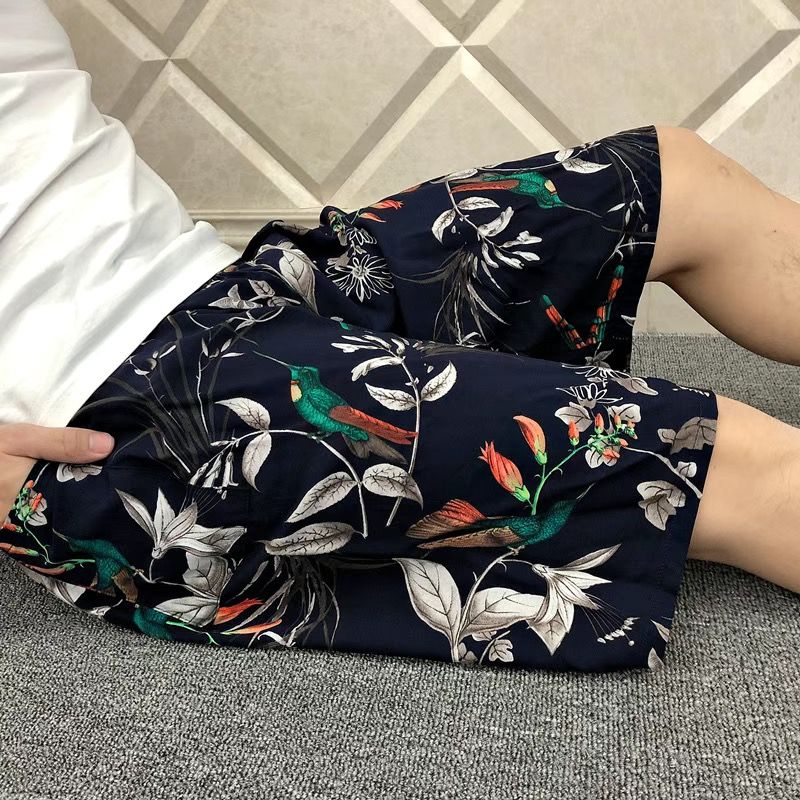 (birds)Women Pajamas Shorts Plus Size Simple Home Pants Pajamas Cotton Floral Printing Shorts Loose Casual Beach Bottoms Ouc1074 SAB
