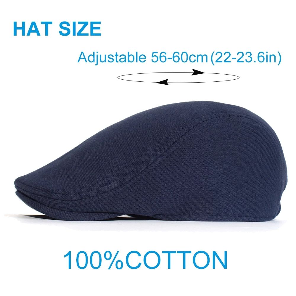 Men Blue Cotton Soft Flat Beret Cap
