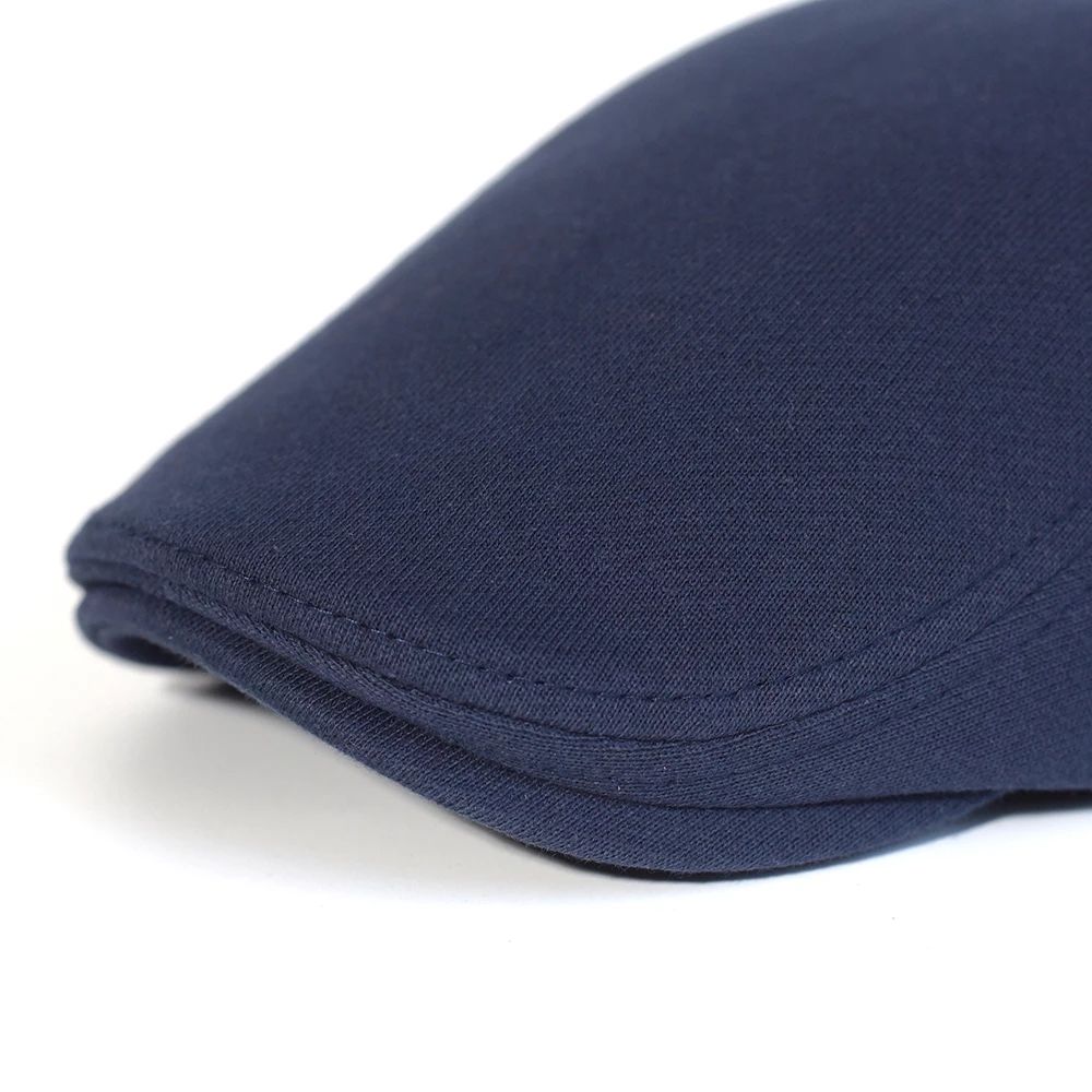 Men Blue Cotton Soft Flat Beret Cap