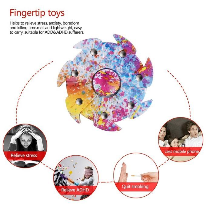 Durable Colorful Funny Stress Reducer Finger Toy Seven Leaves Hand Spinner