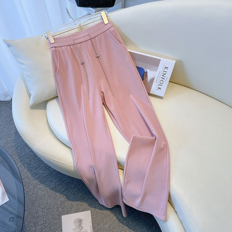 (Black)155Kg Plus Size Women's Ice Silk Pants Hip 150-160 Summer High Waisted Casual Loose Straight Leg Pants Large 5XL 6XL 7XL 8XL 9XL SAB