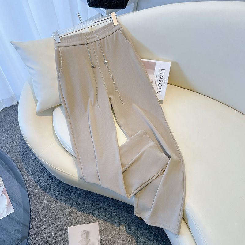 (Black)155Kg Plus Size Women's Ice Silk Pants Hip 150-160 Summer High Waisted Casual Loose Straight Leg Pants Large 5XL 6XL 7XL 8XL 9XL SAB
