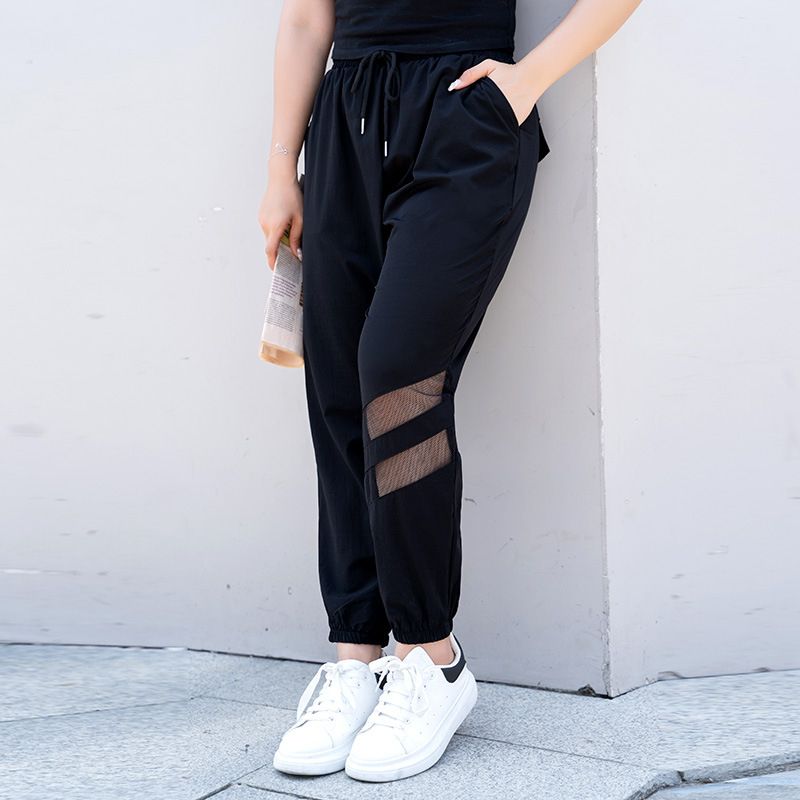 (Black)New 2022 Ladies Spring Autumn Plus Size Jogger Pants For Women Large Loose Black Belt Sports Trousers  7XL SAB