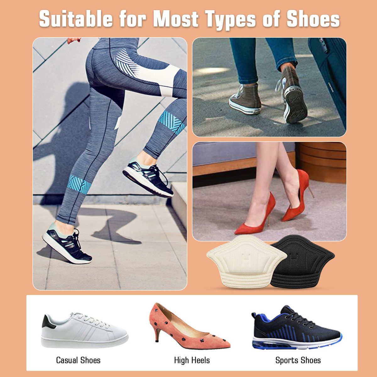 Anti Slip Shoe Pads Heel Insoles Protectors Cushions Inserts