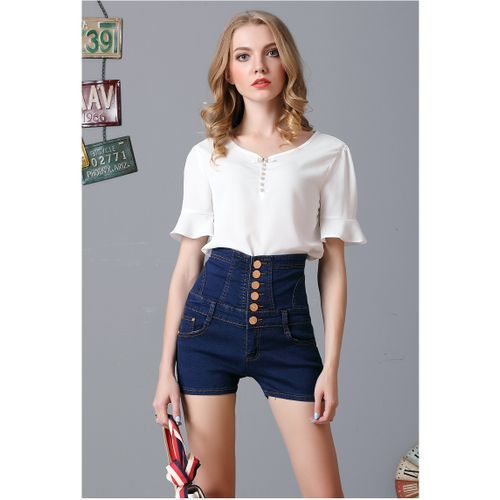 Women's Plus Size FashionHigh Waist Denim Shorts