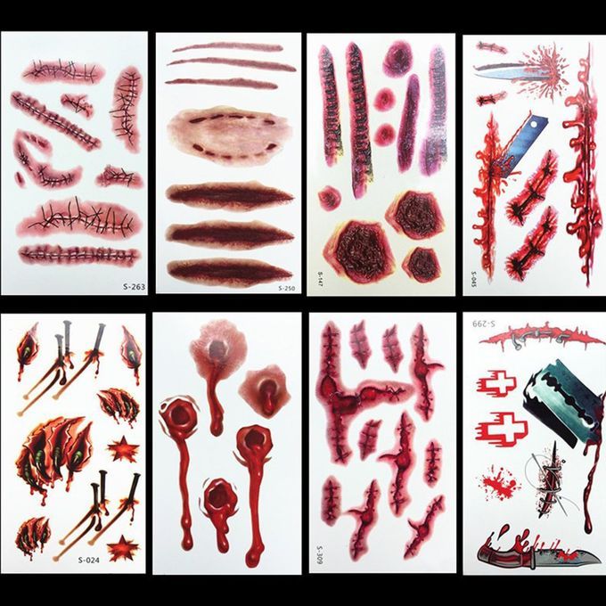 Halloween   S Ab Blood Spe Ial  Ostume   Zombie S Ars Tattoos-bloody-S-251
