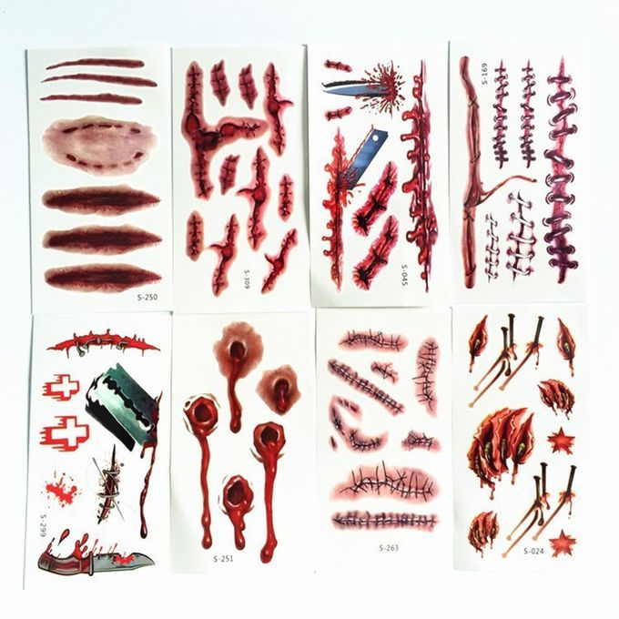 Halloween   S Ab Blood Spe Ial  Ostume   Zombie S Ars Tattoos-bloody-S-251