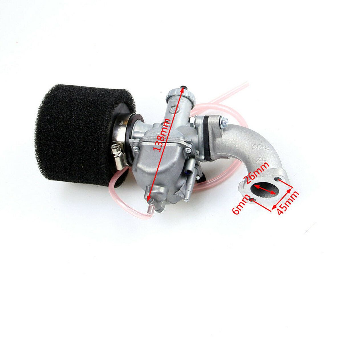 VM22 26mm Mikuni Arburetor Intake Pipe Pit Dirt Bike 110cc 125cc Lifan SSR KLX