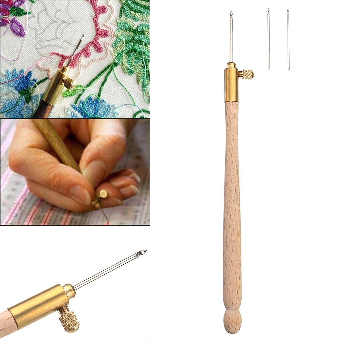 Tambour Hook With 3 Needles 70 90-100 Kit Embroidery Beading Crochet Tool Set