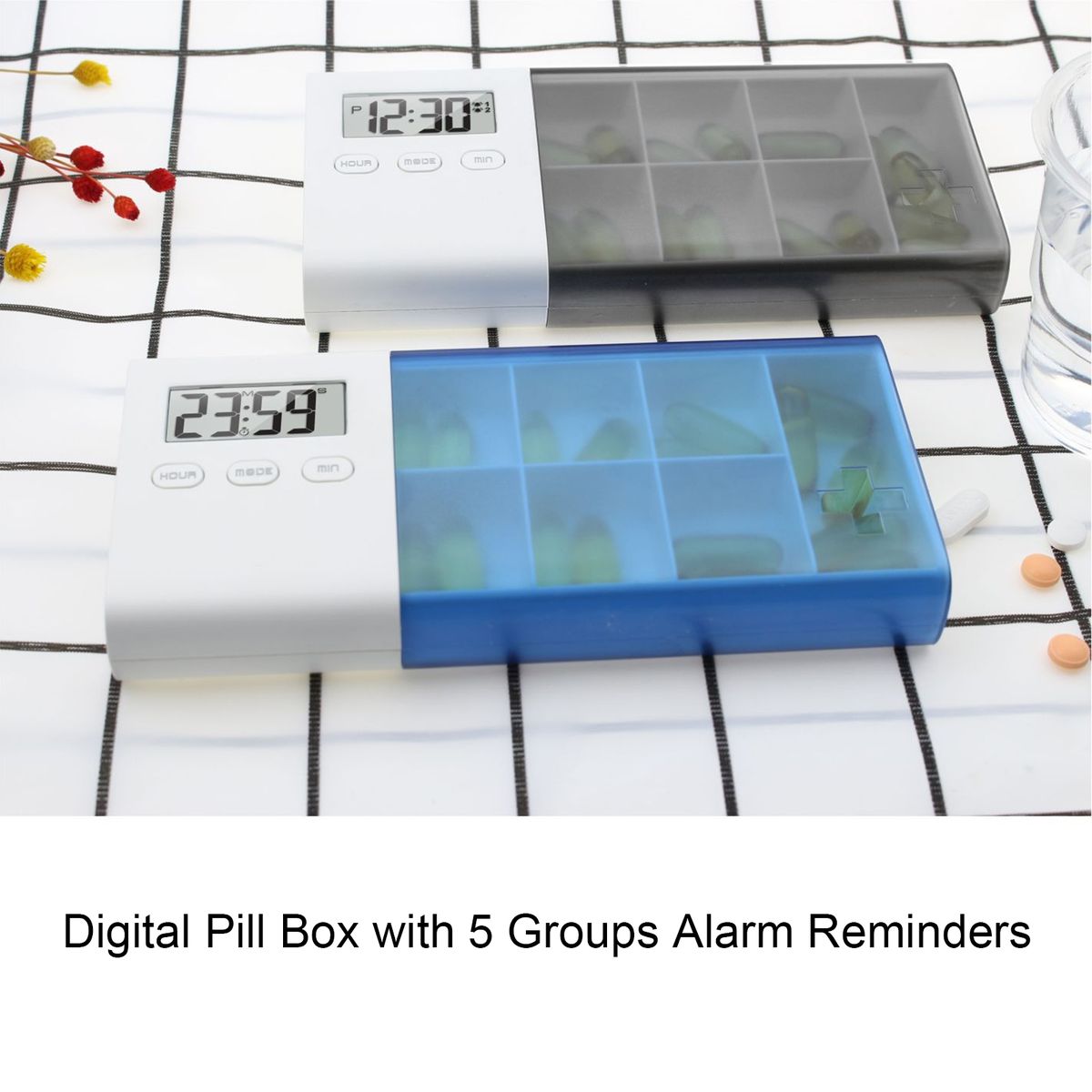 Dust-proof Separated Pill Organizer Pill Box Case Electronic