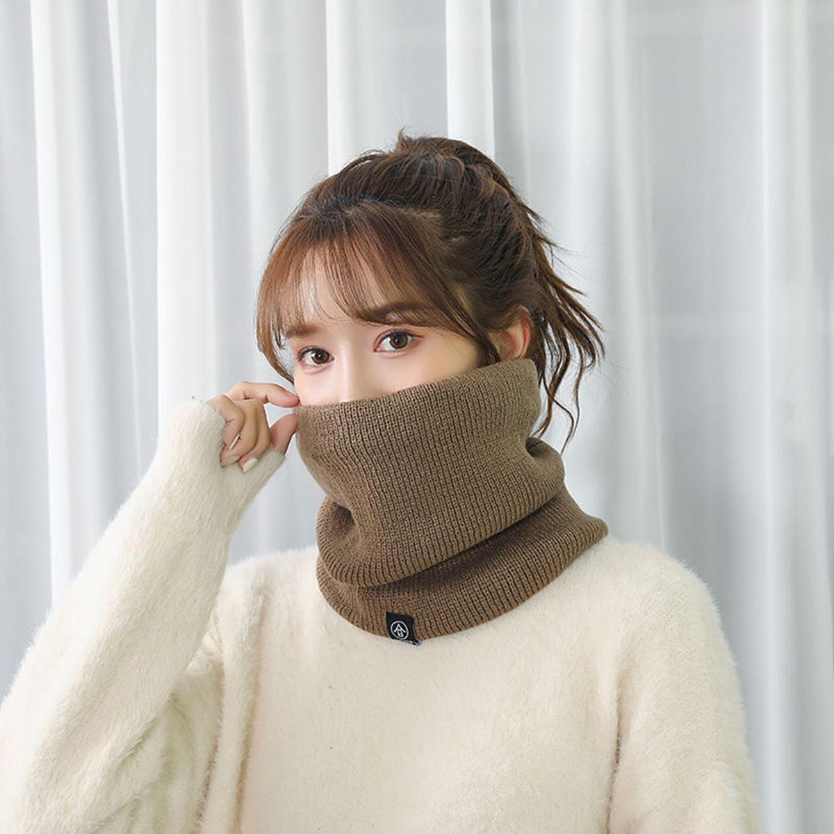 Cycling Neck Wrap Cozygear Unisex Plush Neck Wrap Warmth for Outdoor Khaki