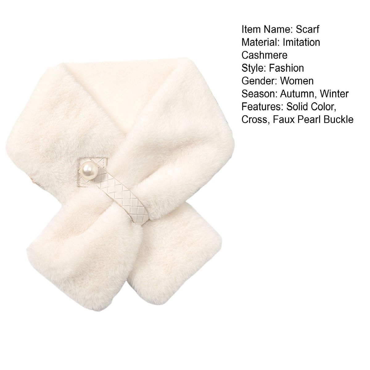 Furry Scarf Wrap Winter Thickened Double-sided Furry Scarf Wrap White