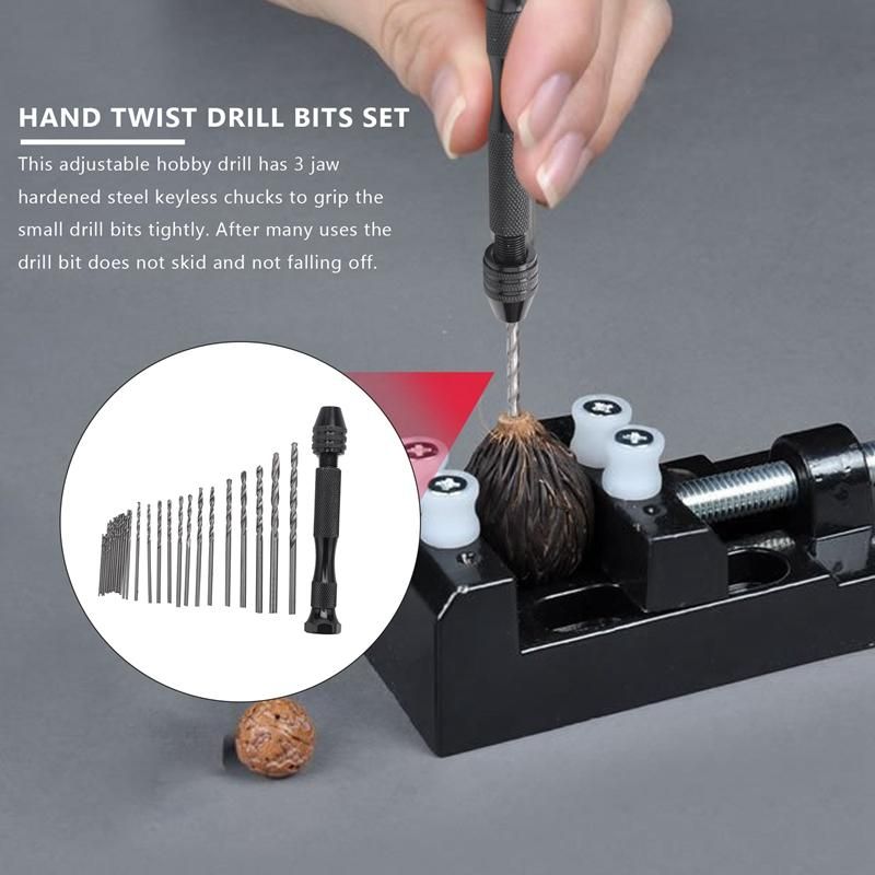 Hand Drill Bits Set 31Pcs Hand Drill Set Precision Pin Vise -Mini Twist Drill Bits For Metal Wood Delicate Manual Work Electronic Assembling And Model Making Diy Drilling