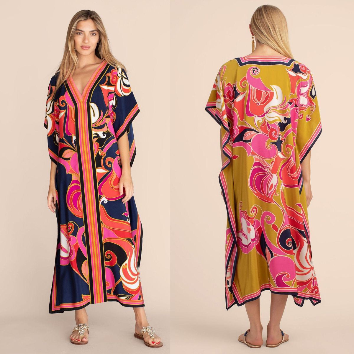 Polyester printed robe for vacation and leisure beach bikini outerwear in 19 colors