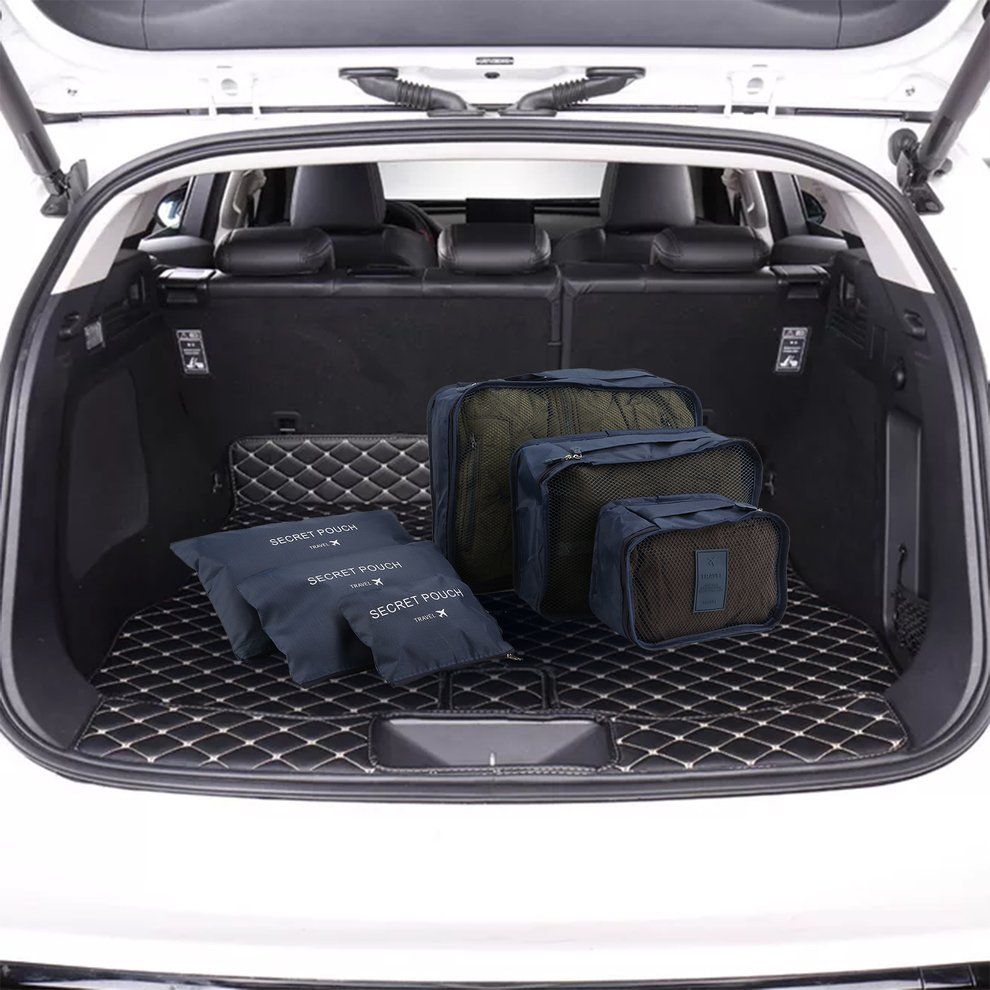6 P S/Set Square Travel Luggage Storage Bags  Lothes Organizer Pou H  Ase-dark Blue