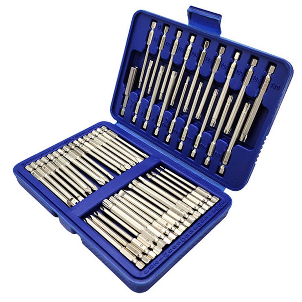50Pcs Long Screwdriver Bits Set 49Pcs 75mm Cr-V Screwdriver Bits + 1Pc Magnetic Bit Holder with Storage Box