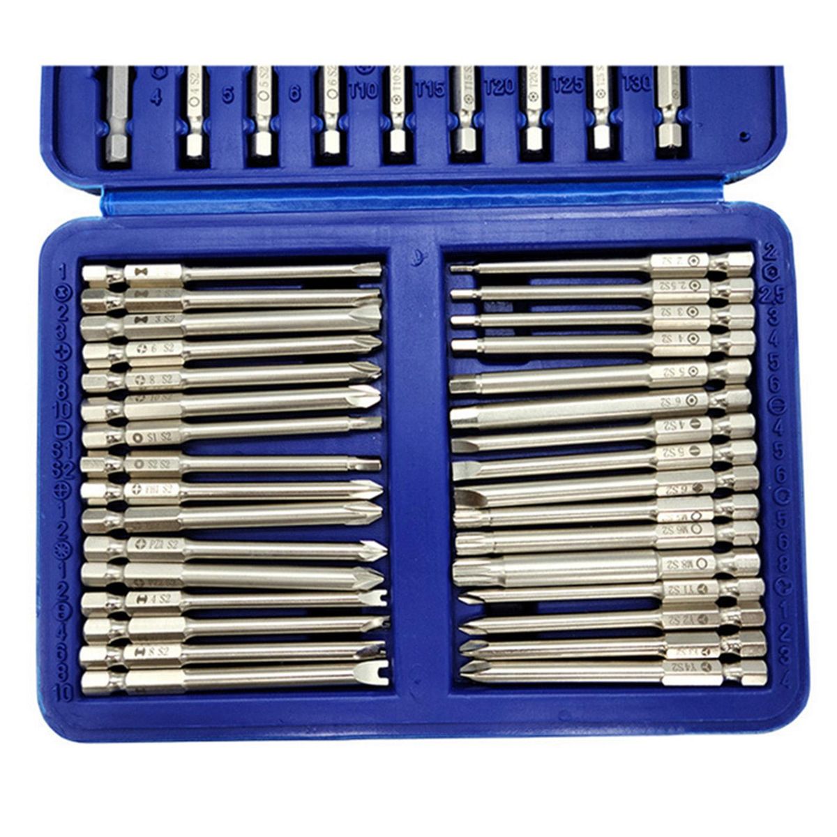 50Pcs Long Screwdriver Bits Set 49Pcs 75mm Cr-V Screwdriver Bits + 1Pc Magnetic Bit Holder with Storage Box