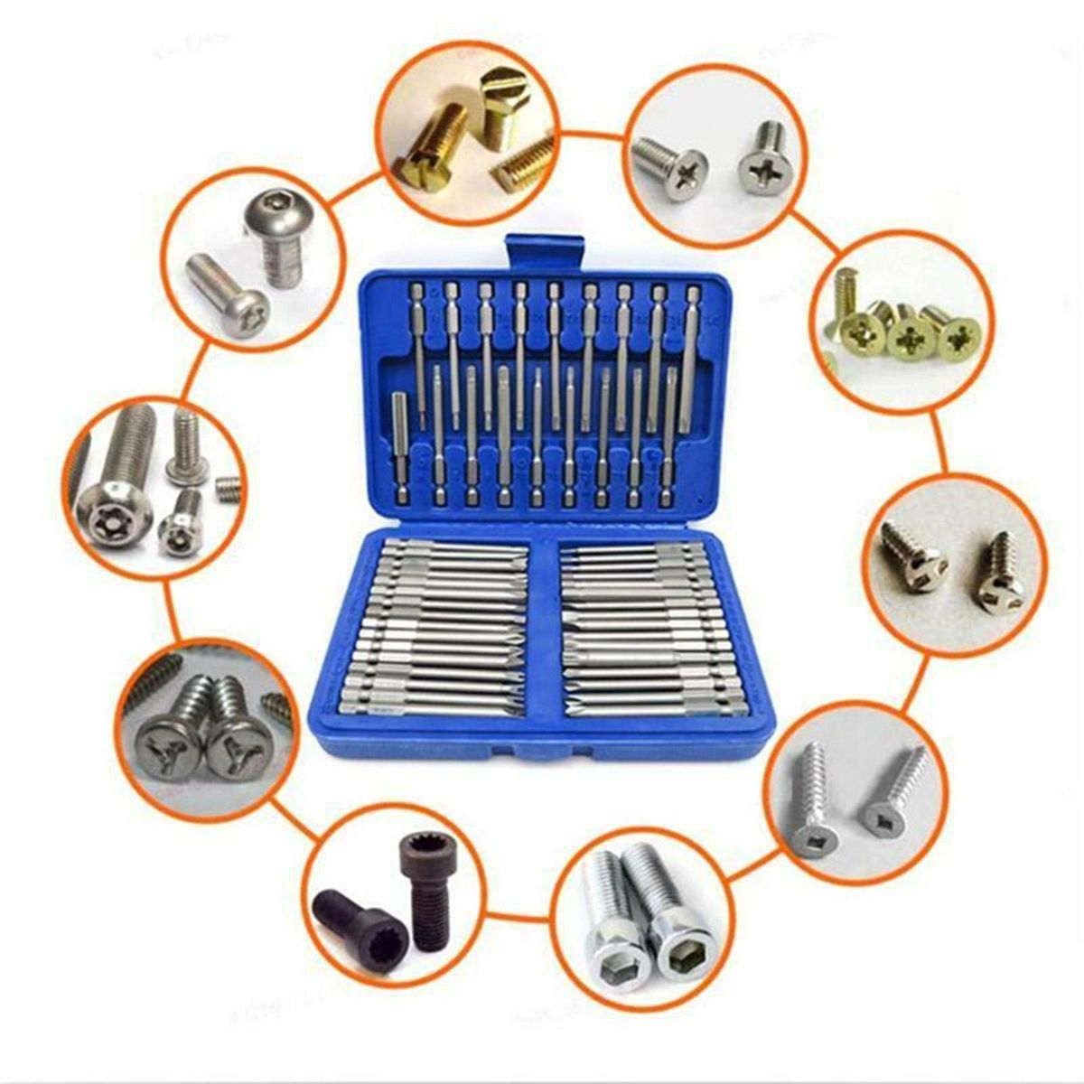 50Pcs Long Screwdriver Bits Set 49Pcs 75mm Cr-V Screwdriver Bits + 1Pc Magnetic Bit Holder with Storage Box
