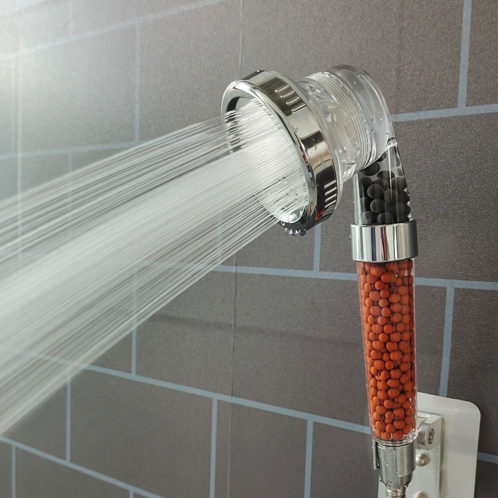 Bathroom 3 Modes Adjustable Jetting Saving Water Mineral Anion Stones Filter Spa High Pressure Shower Head