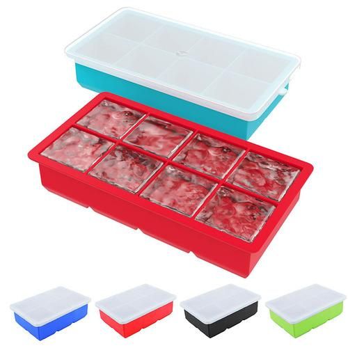 8/6/4Cell Large Ice Cube Mold MultiColor Square Ice Tray Mold Big Cubitera Food Grade Silicone Tray Mold Ice Maker Ice Cube Tray