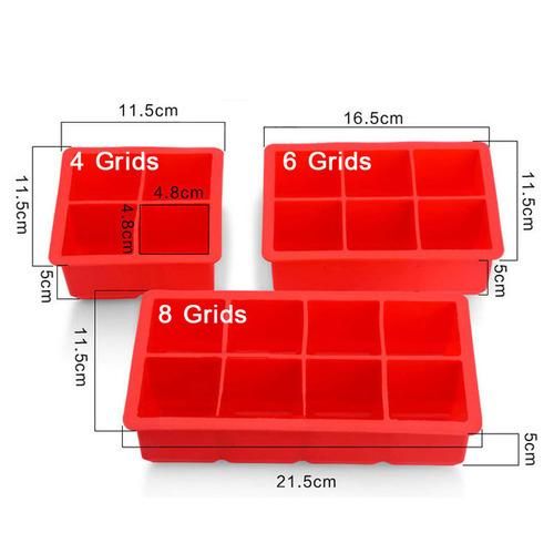8/6/4Cell Large Ice Cube Mold MultiColor Square Ice Tray Mold Big Cubitera Food Grade Silicone Tray Mold Ice Maker Ice Cube Tray