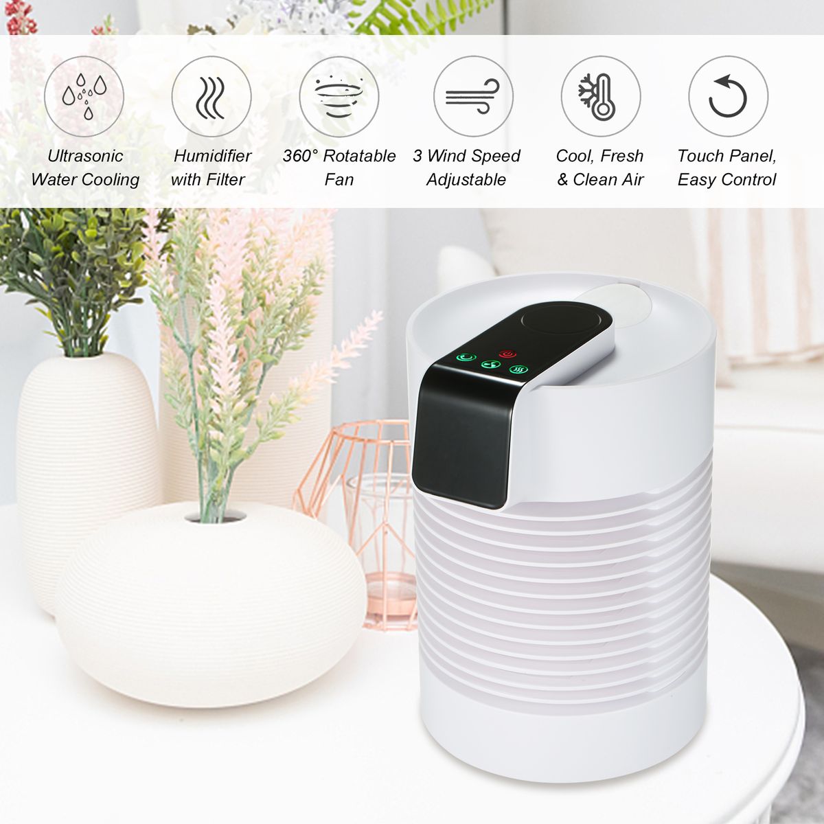 Portable Ultrasonic Air Cooler   Humidifier Touch Control