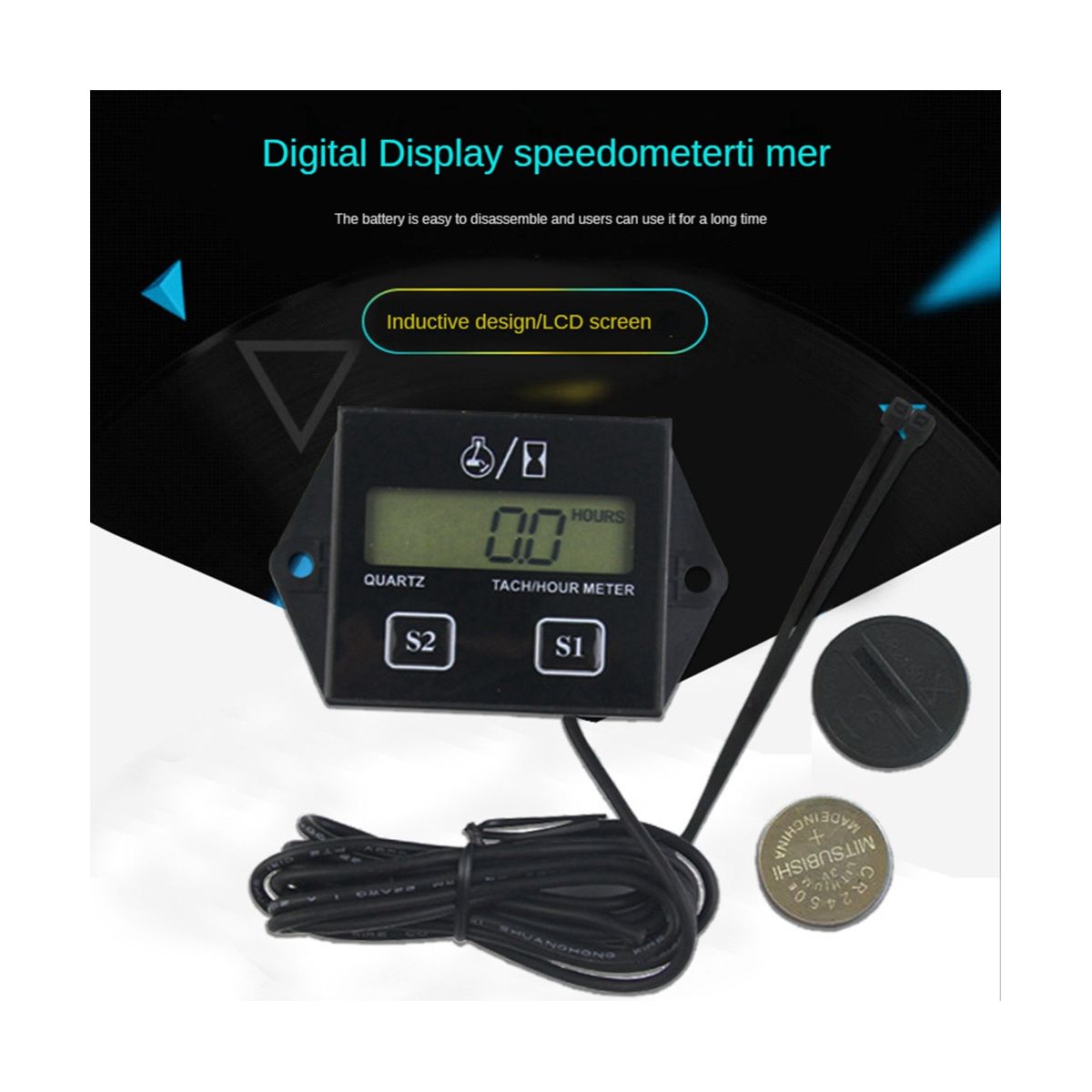 Digital Display Tachometer Timer Engine Tach Hour Meter Gauge Inductive Car Stroke Engine LCD Display for Car Motor Boat