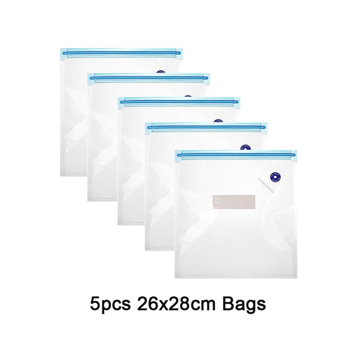 5PCS Reusable Vacuum Food Storage Zipper Bags for Electric Handheld Vacuum Pump26 X 28 CM