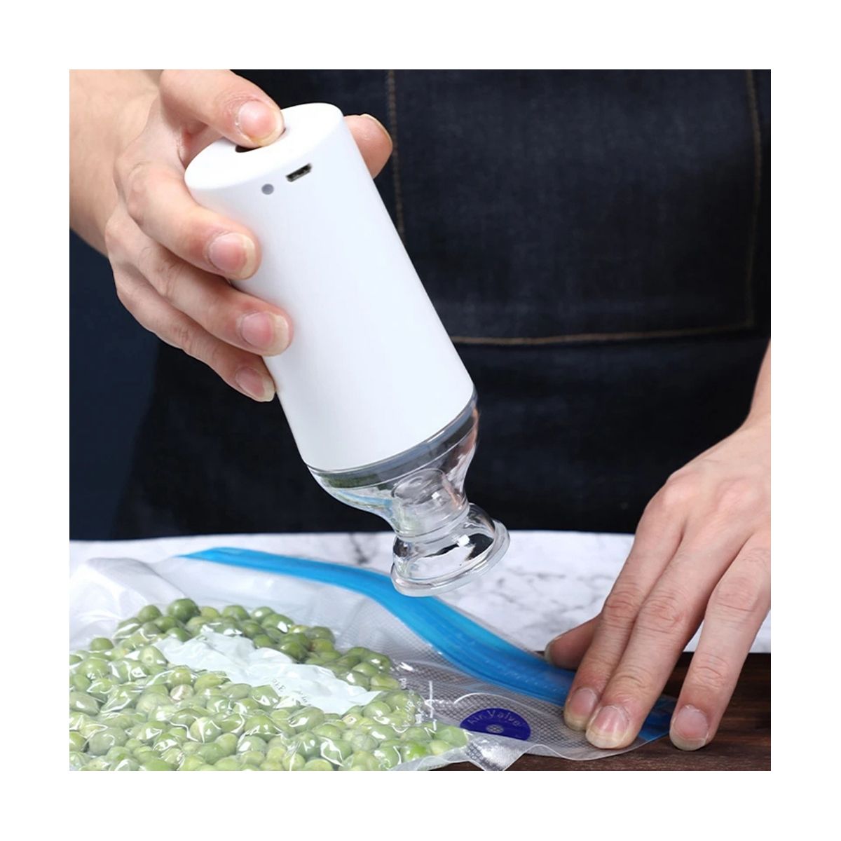 5PCS Reusable Vacuum Food Storage Zipper Bags for Electric Handheld Vacuum Pump26 X 28 CM