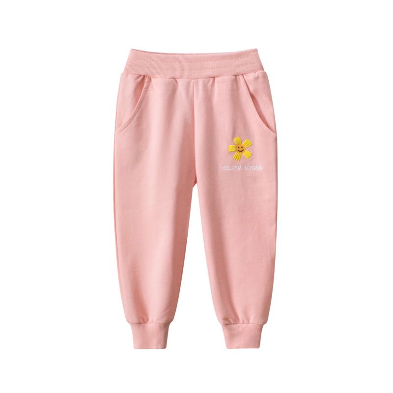 100% Cotton Kids Fashion Full Length Casual Girls Pants-Purple