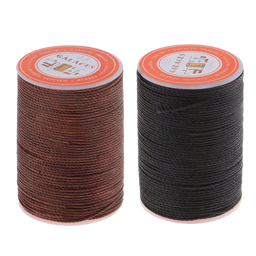 2 Rolls 55m 0.8mm Black And Red Bronze Round Waxed Thread