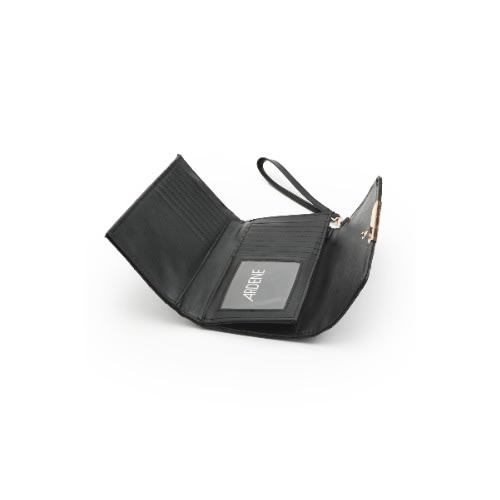 Quilted Flap Over Wallet – Black