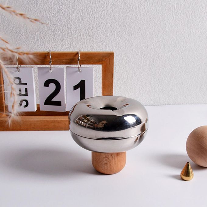Ashtray Portable Round For Home Office With Wooden Stand