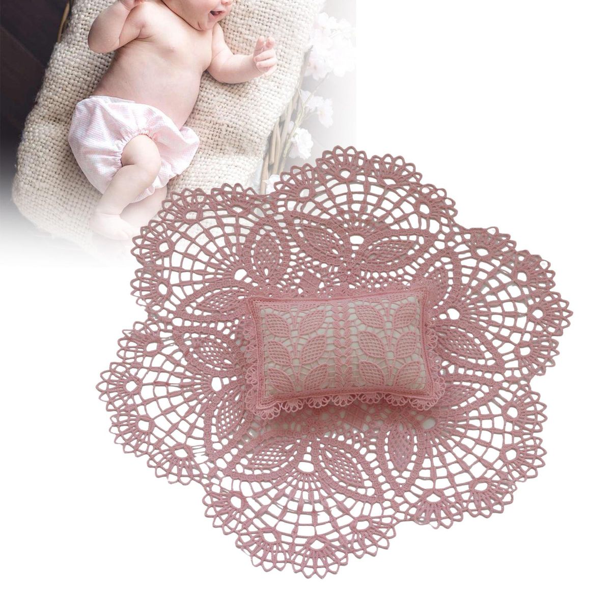 Newborn Photography Props Mat Pillow Hollow Out Comfortable For Pink
