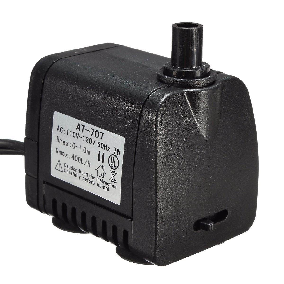 AC 110V-120V 7W 400L/H Small Submersible Water Pump Fountain Aquarium Pond +Plug