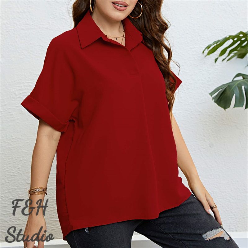 F&H 3413 XL-3XL Plus Size Short Sleeves Shirt Red