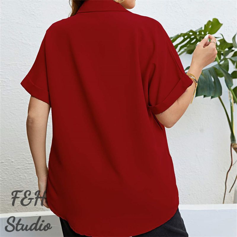 F&H 3413 XL-3XL Plus Size Short Sleeves Shirt Red