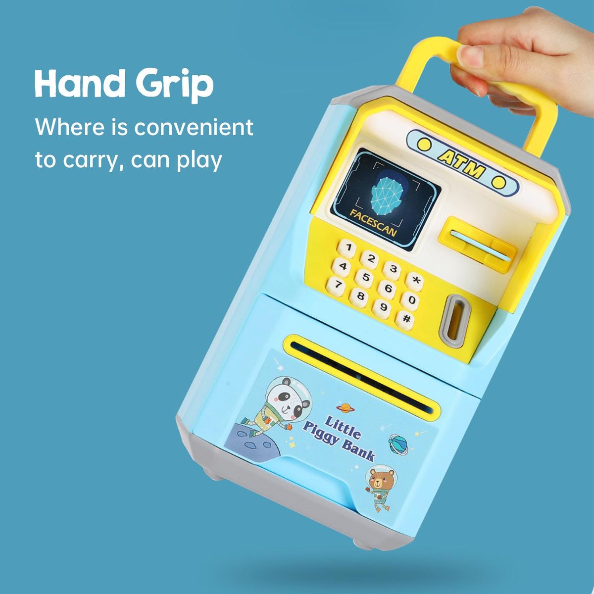 Electric Piggy Bank for Kids Baby ATM Machine Moeny Jar Simulated Face Recognition Auto Scroll Paper Banknote Intelligent Voice Prompt