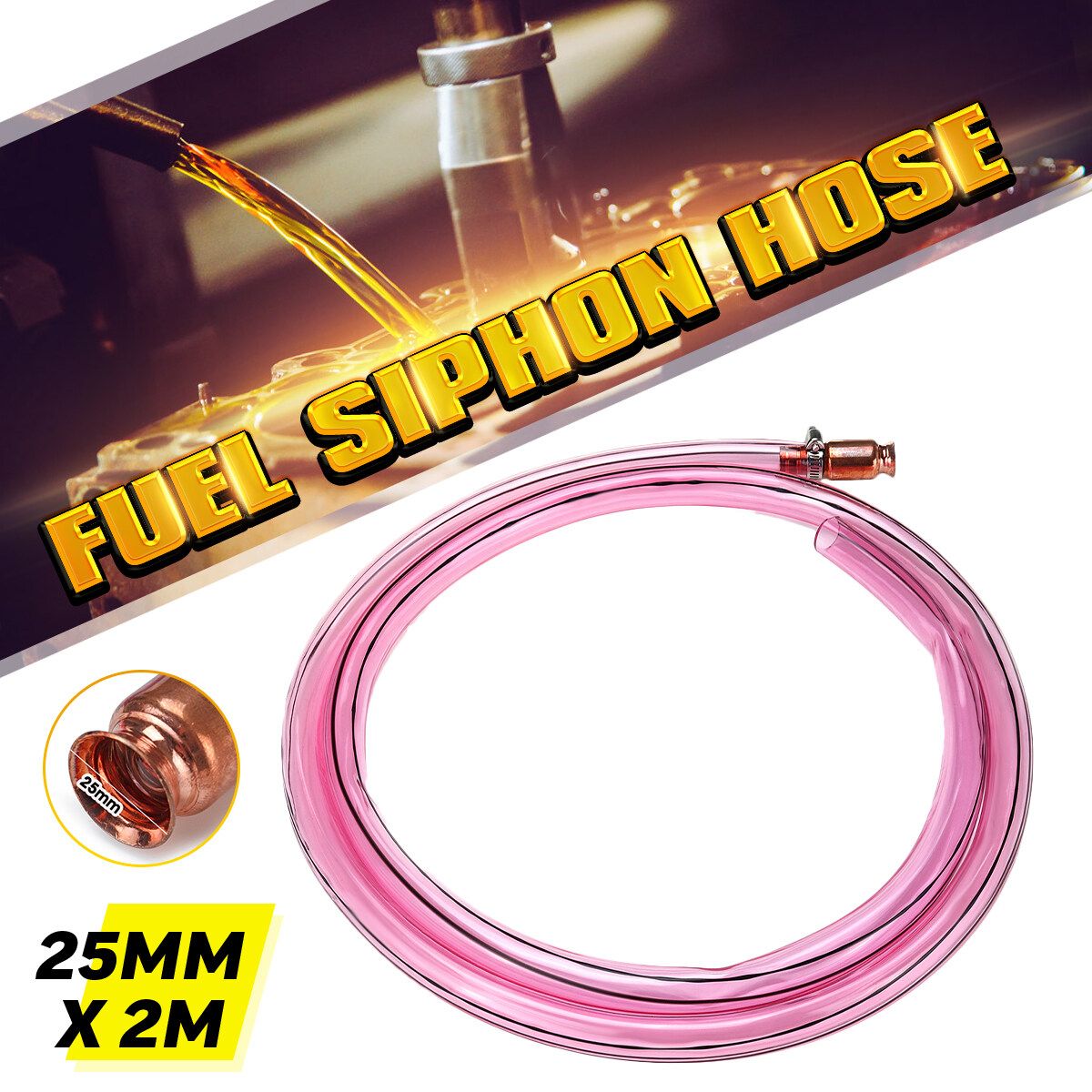 25mm 2m PVC Fuel Siphon Hose Brass Tip Copper Jiggler Shaker Pump Water Oil Suction Pipe
