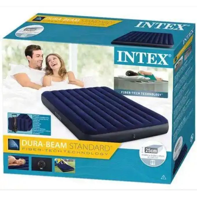 Inflatable Bed With 2Pillows And Pump(1.52m X 2.03m X 25cm)