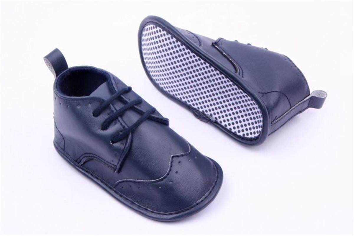 Baby Toddler Boys PU Leather Lace Up Fashion Prewalkers Flat Shoes DARK BLUE Dark Blue 13