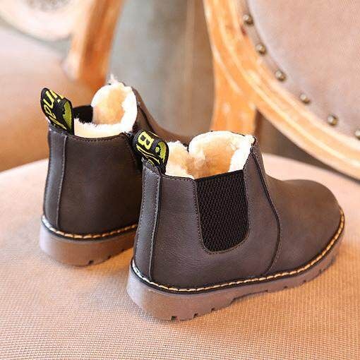 2017 Winter Children Kids Warm Boots Snow Baby Toddler Boys Girls Faux Fur Shoes GREY Grey 27